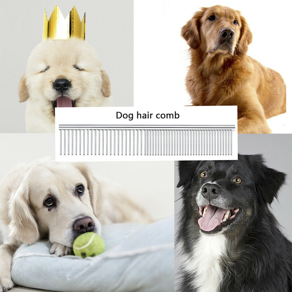 Pet Dog Cat Stainless Steel Double Row Teeth Grooming Hair Comb Brush Fur Rake^