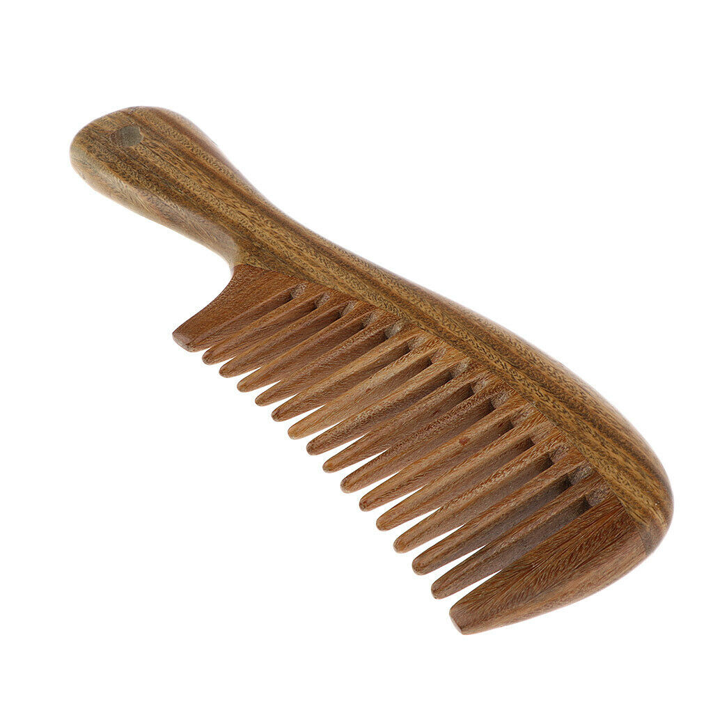 Natural Fine/Wide Tooth Sandalwood Comb w/ Wooden Handle Unisex Wide Tooth