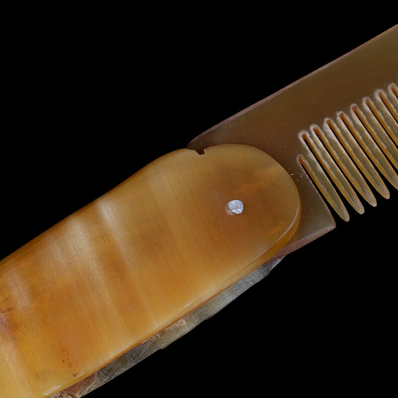 Yak Horn Comb Foldable Pocket Clip Moustache Beard Styling Hairdressing T.l8