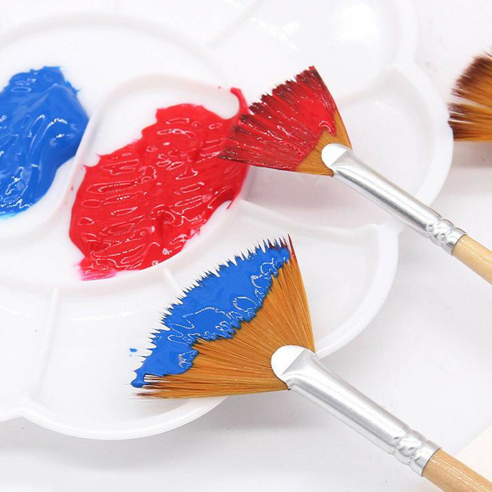 5 Pcs Artist Fan Shape Painting Brush Set for Canvas Wood Nylon Hair Painting