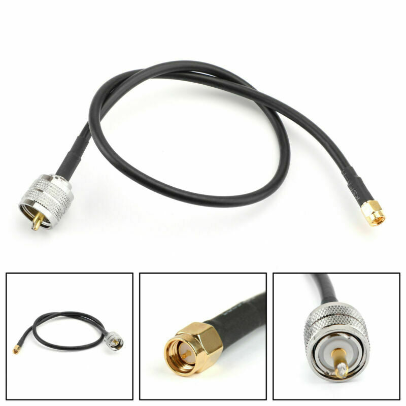1x PL259 SMA Male to UHF Male RF Straight Pigtail Jumper RG58 Coax Cable 50cm UA