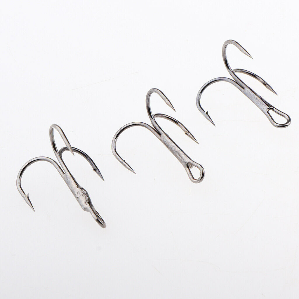20 Pieces Barbed Fishing Hooks Treble Hook Fishhook Tackle with Box Type 1