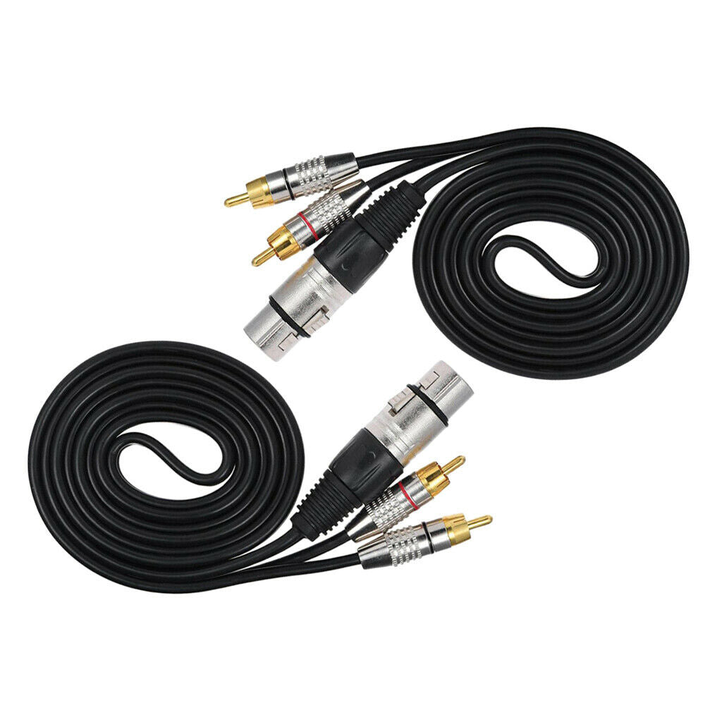 2Pieces Double RCA Male Plug to XLR 3 Pin Female Jack Audio Cable Connector