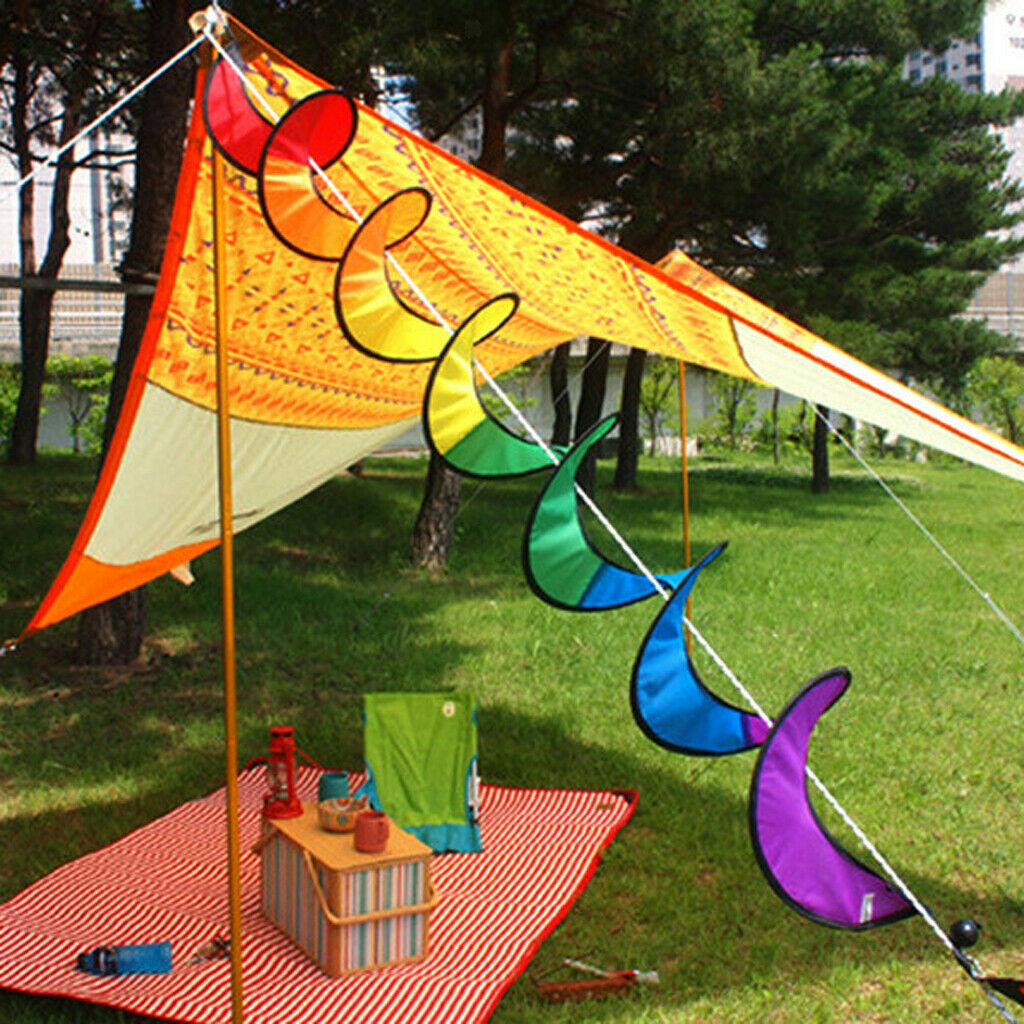 5 Packs Rainbow Hanging Wind Spinner, for Garden / Camping / Yard Decoration