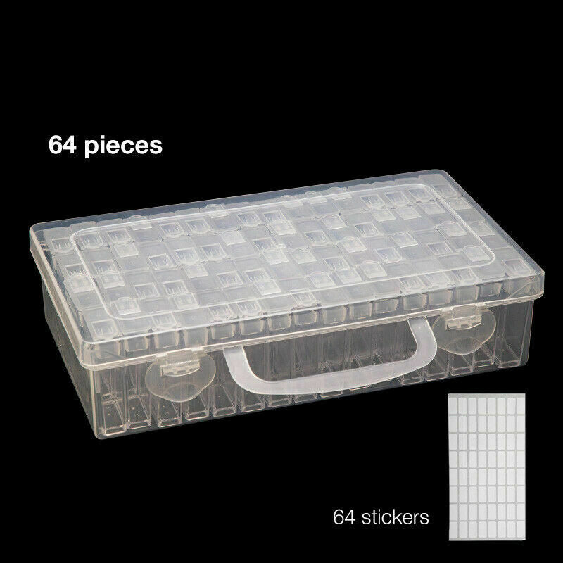 64x Diamond Painting Drill Storage Box Jewelry Beads Container with Labels Craft