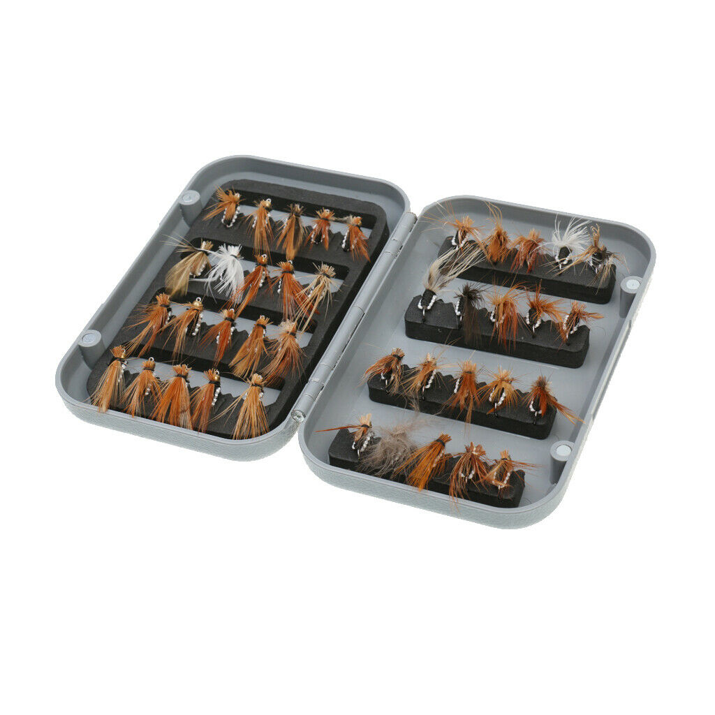 Fishing Tackle Set 40 Pieces Various Dry Fly Hooks with Fly Box + Waterproof