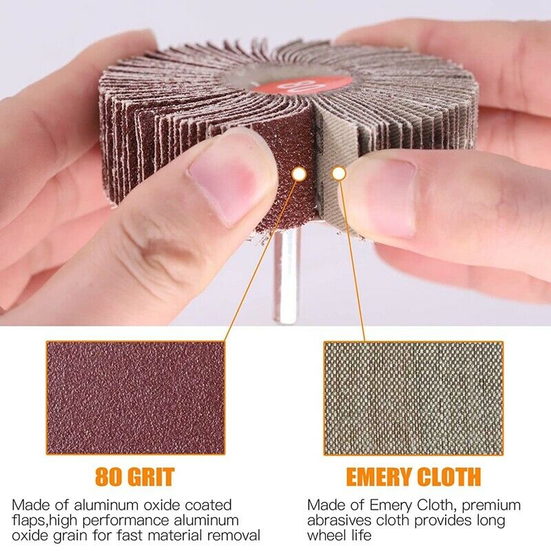 14 Pack Abrasive Flap Wheel Sander Sanding Flap Grinding Wheels 80 Grit AlumV6X6