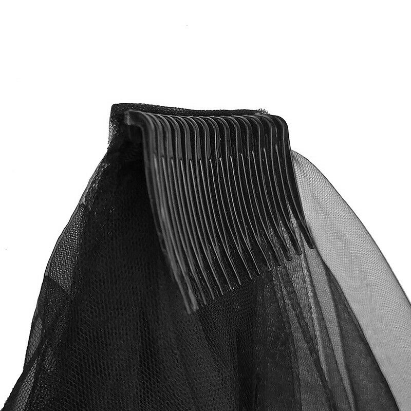 Black Lace Veil Creative Cathedral Wedding Halloween Veil with Comb For Women