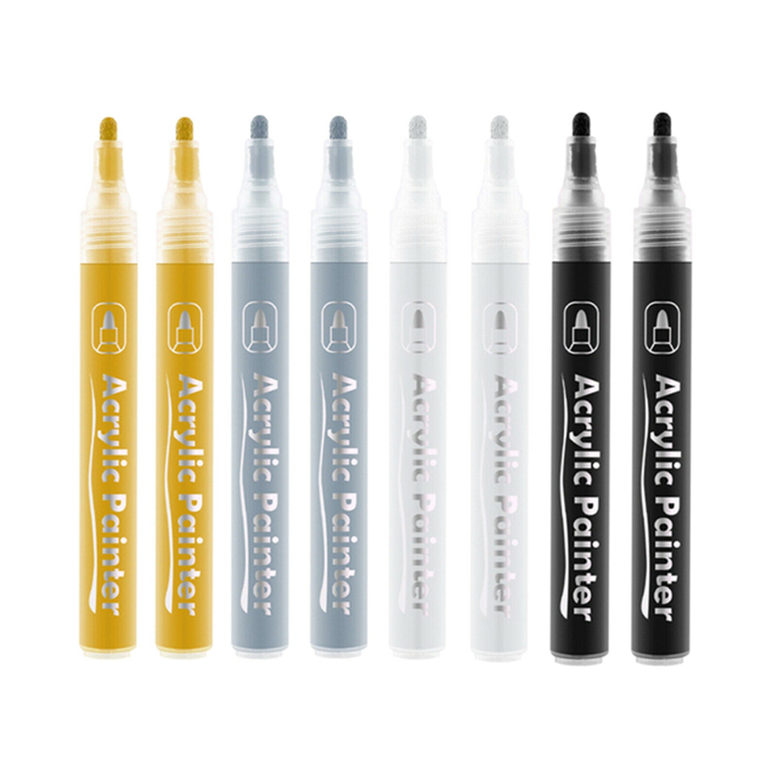 Set of 8 Metallic Marker Glitter Medium Tip Paint Pen for Glass Card Making