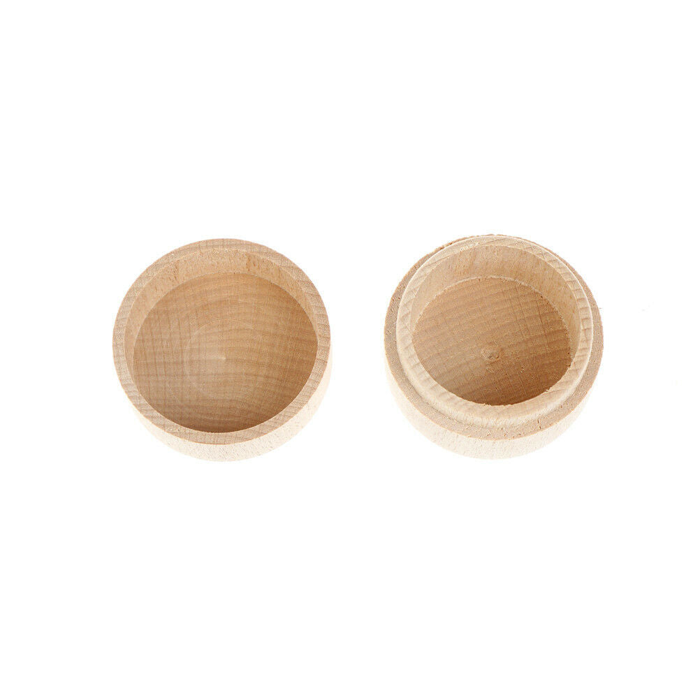 Round Wooden Wedding Ring Jewelry Trinket Box Wood Storage Container Cas.l8