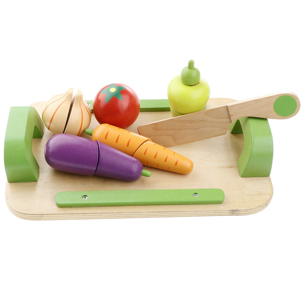 Wooden Cutting Fruit Food Fun Toys Magnetic Cooking Sets Pretend Food Playset