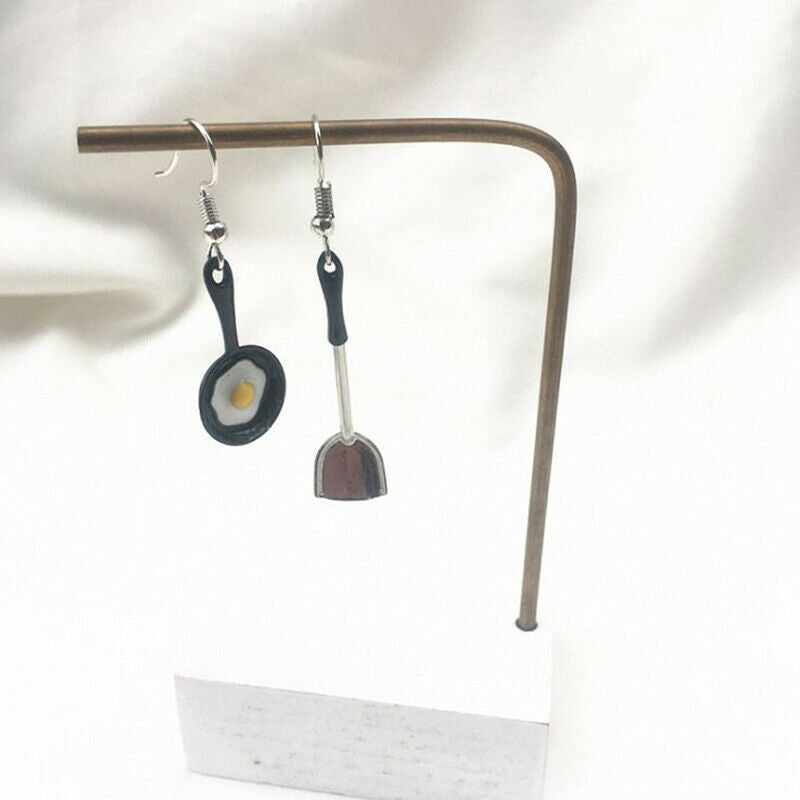 Fashion Women Asymmetric Fried Egg Pan Shovel Drop Dangle Earrings Jewelr.l8