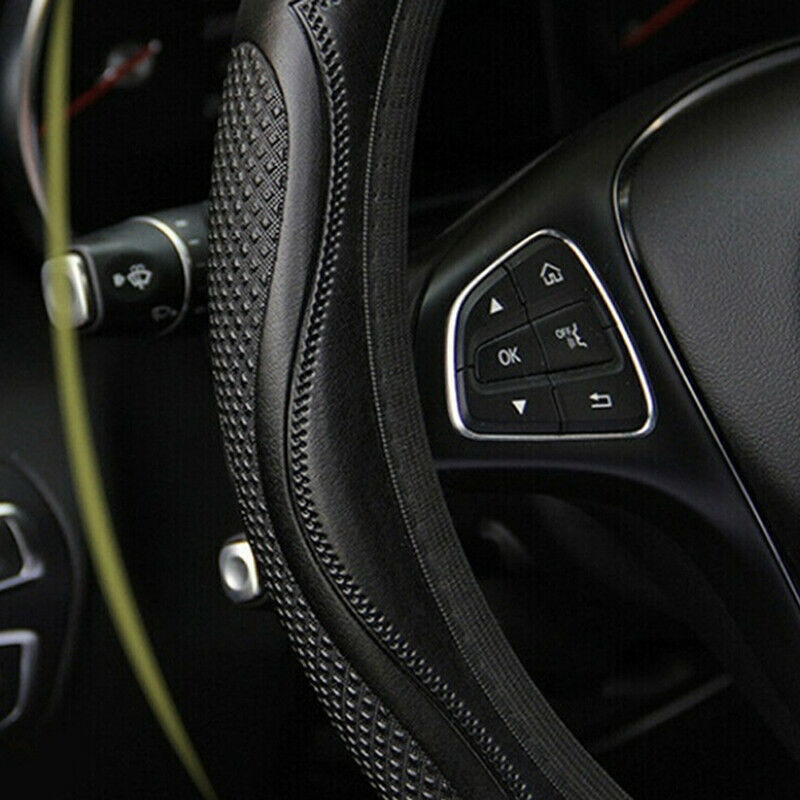 Universal Auto Car Steering Wheel Cover Leather Breathable Anti-slip Blac.l8