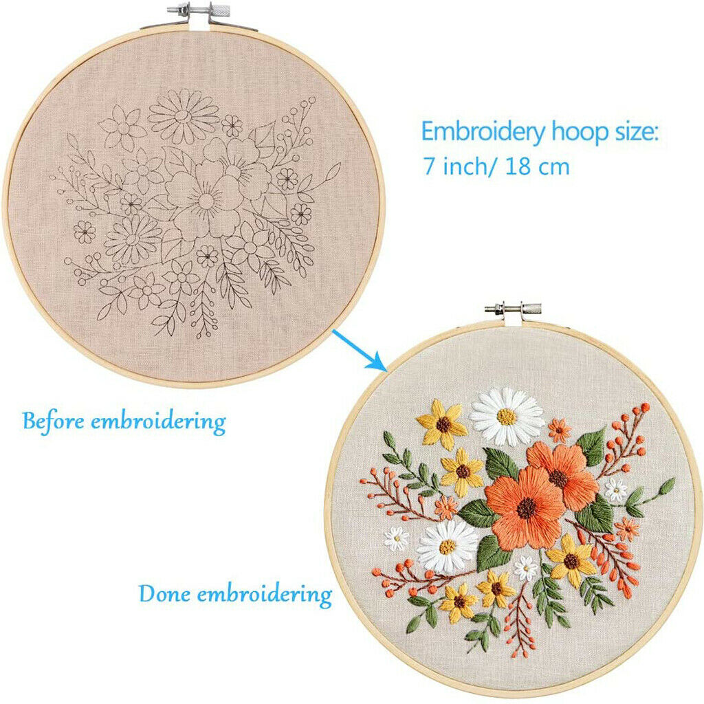 Cross Stitch Kit Home DIY Sewing Tools Flower Hoop Art Making Handy for