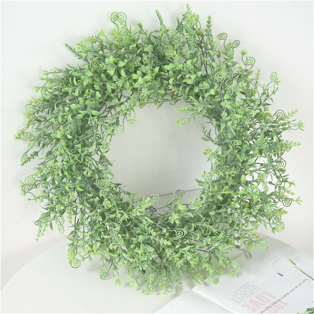 Artificial Plant Wreath, Fern, Spring Flowers and Wild Grass Wreath On Twisted