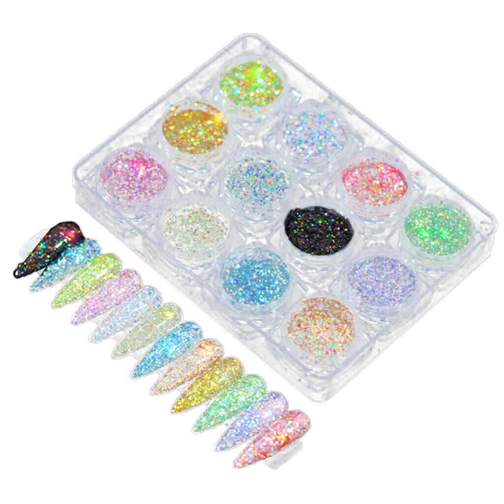 1 Box Of Chunky Glitter Nail Sequins Iridescent Flakes, Ultra-thin Tips, Mixed