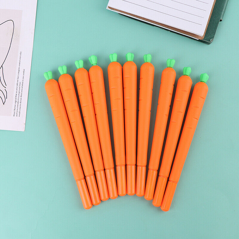 10pcs  0.5mm Gel Pen Black Ink Roller Marker Pen( Cute Carrot Styling)A KX