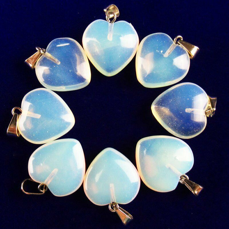 10pcs 23g Natural Opal Opalite Heart Pendant Bead 16x16x7mm A-224SK