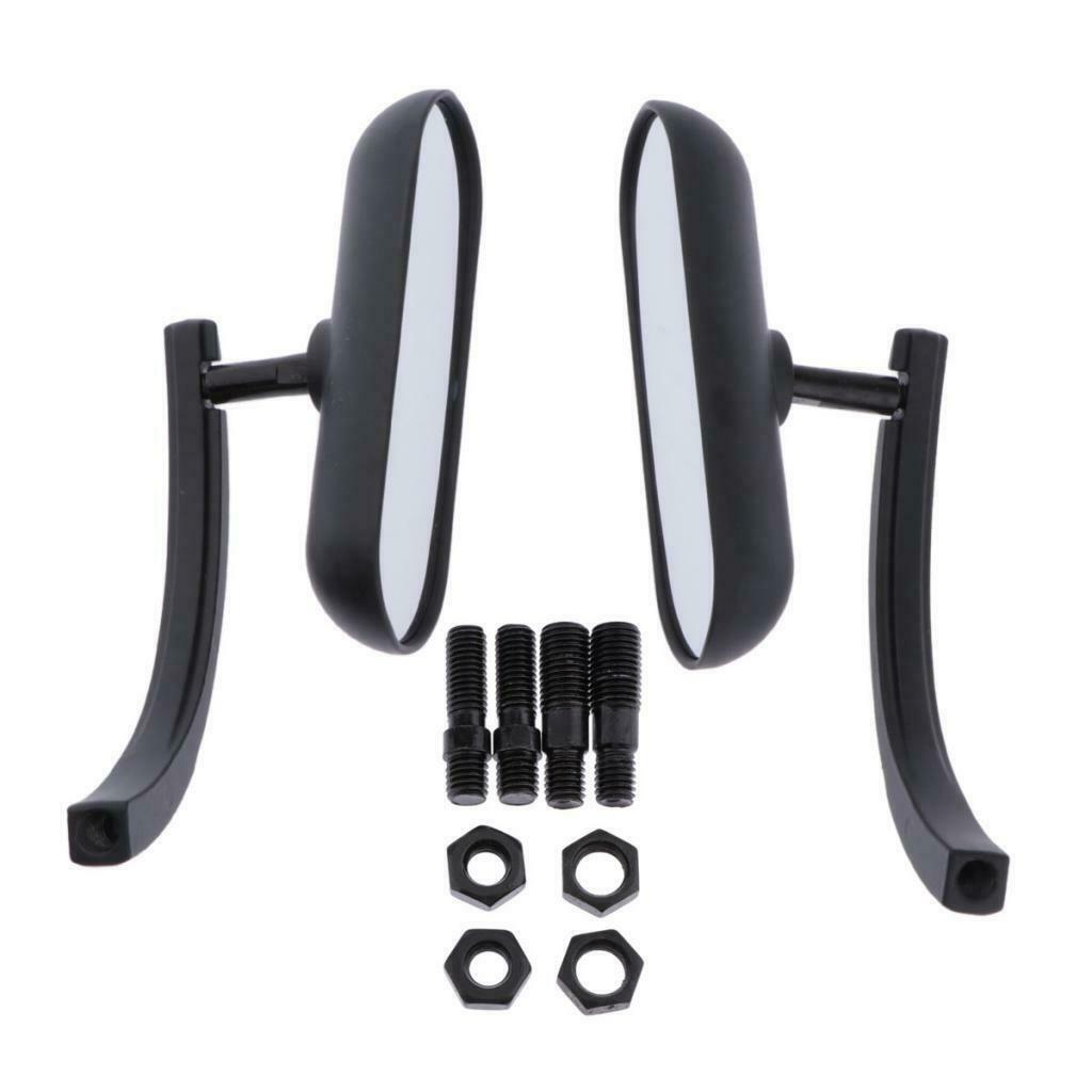 8mm/10mm Motorcycle Rectangular Handlebar Rearview Mirrors for Cruiser Chopper
