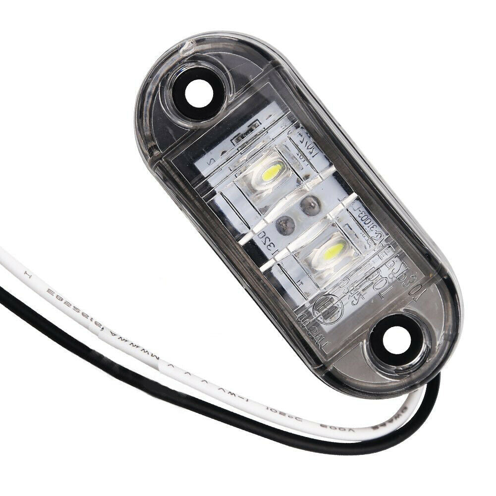 6PCS 2.6" Clearance White Oval Led Lamp 2 Diode Trailer Truck Side Marker Light