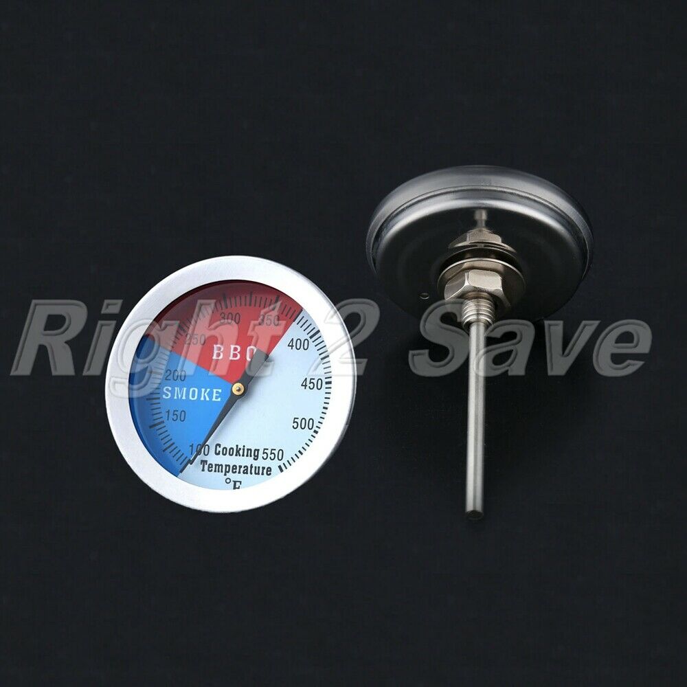 Stainless Steel Barbecue BBQ Charcoal Grill Wood Smoker Thermometer Gauge 550â„‰