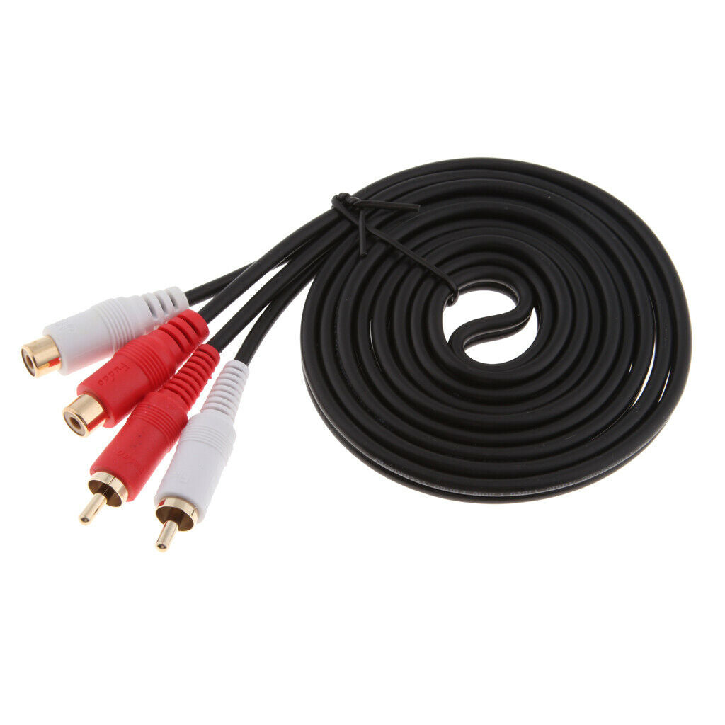 2 RCA Male to Female Jack Adapter Stereo Aduio Cable Line for Amplifier TV