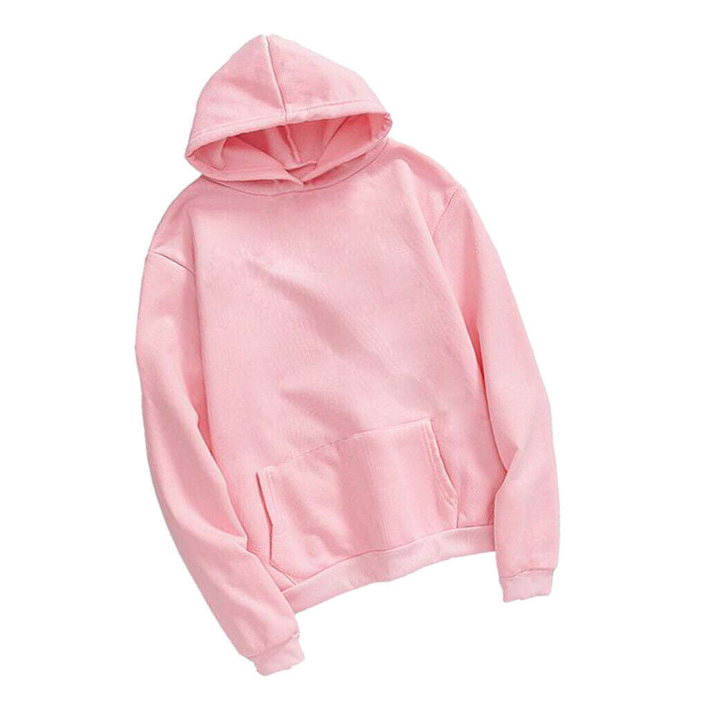 Women Mens Hooded Fleece Sweatshirt Casual Basic Pullover Sweatshirt M
