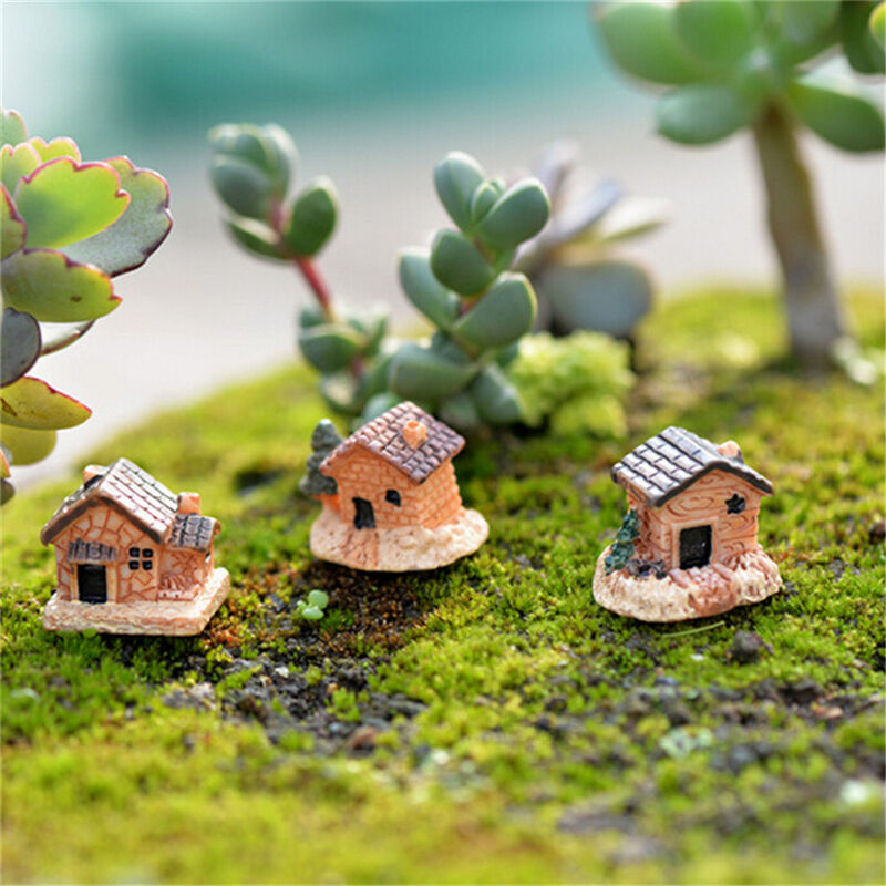 3Pcs Micro Landscape Decoration Small Houses Handicraft Gift Garden Orname.l8