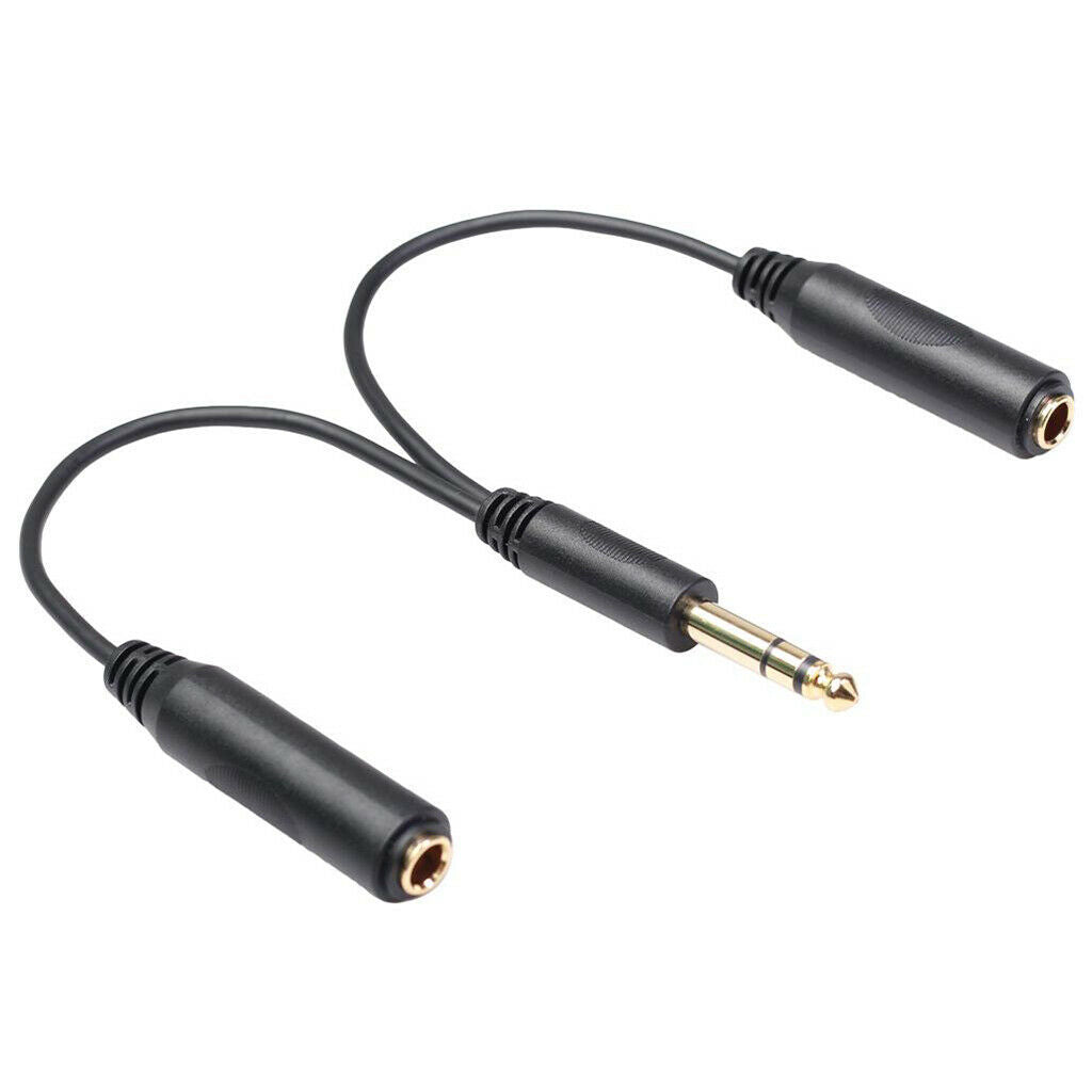 8" 6.35 1/4" inch 1 Male Plug to Dual 1/4" Female Y Splitter Audio Cable New