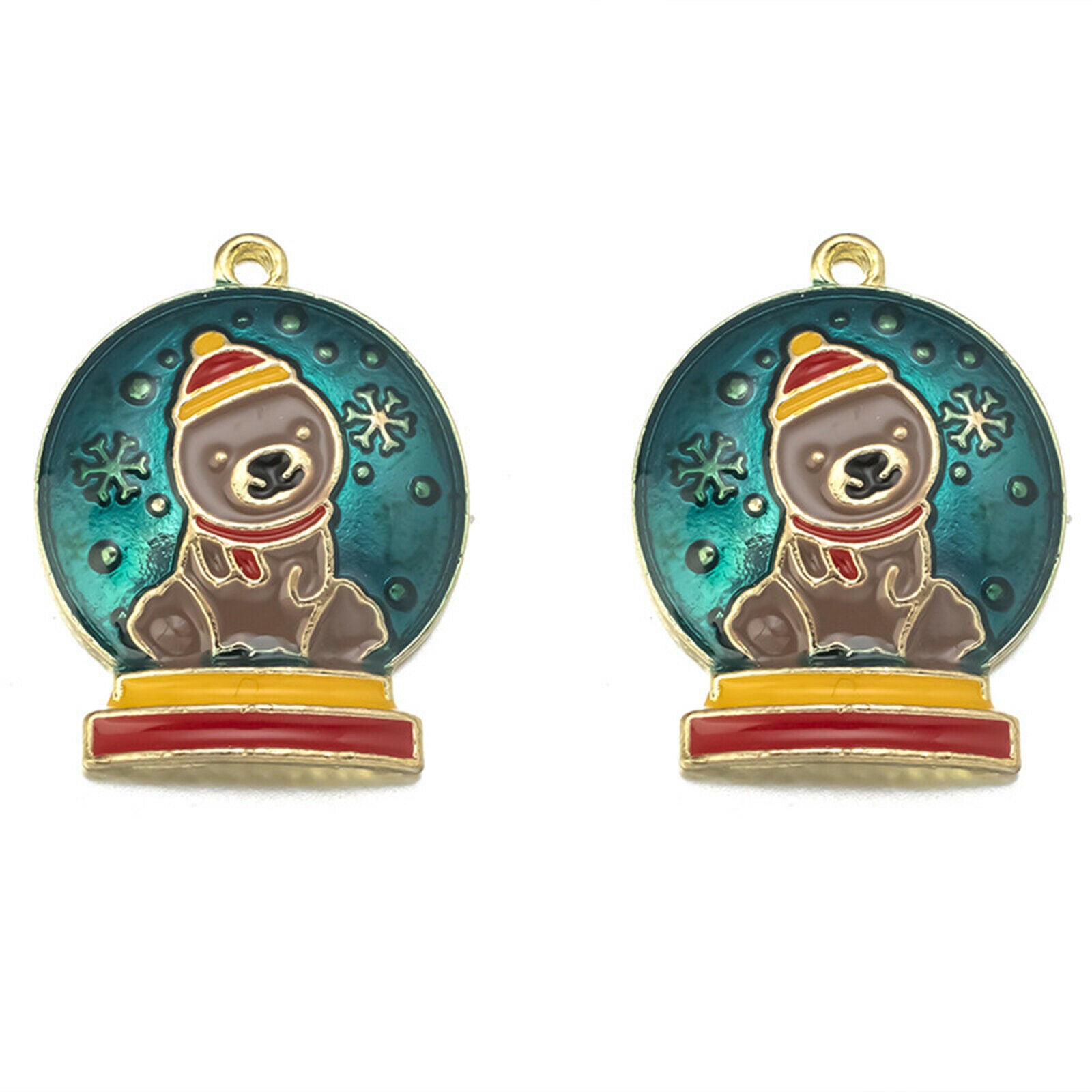 20pcs Alloy Cute Charms Christmas Styles Enamel Pendants DIY Jewelry Making