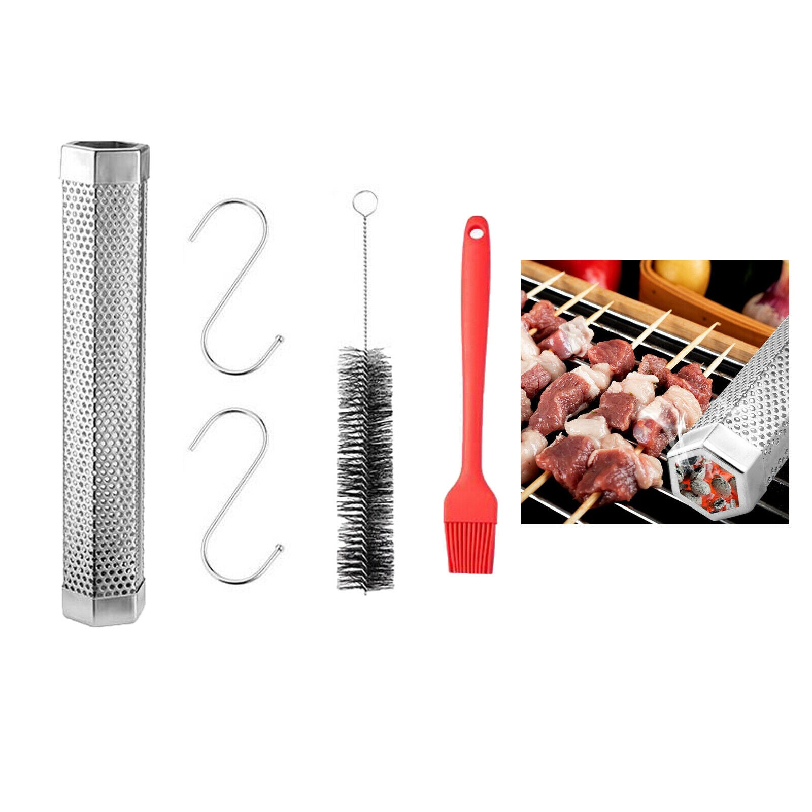 12'' Pellet Grill Smoker Tube BBQ Wood Pellet Cold Smoking Box Grilling Meat