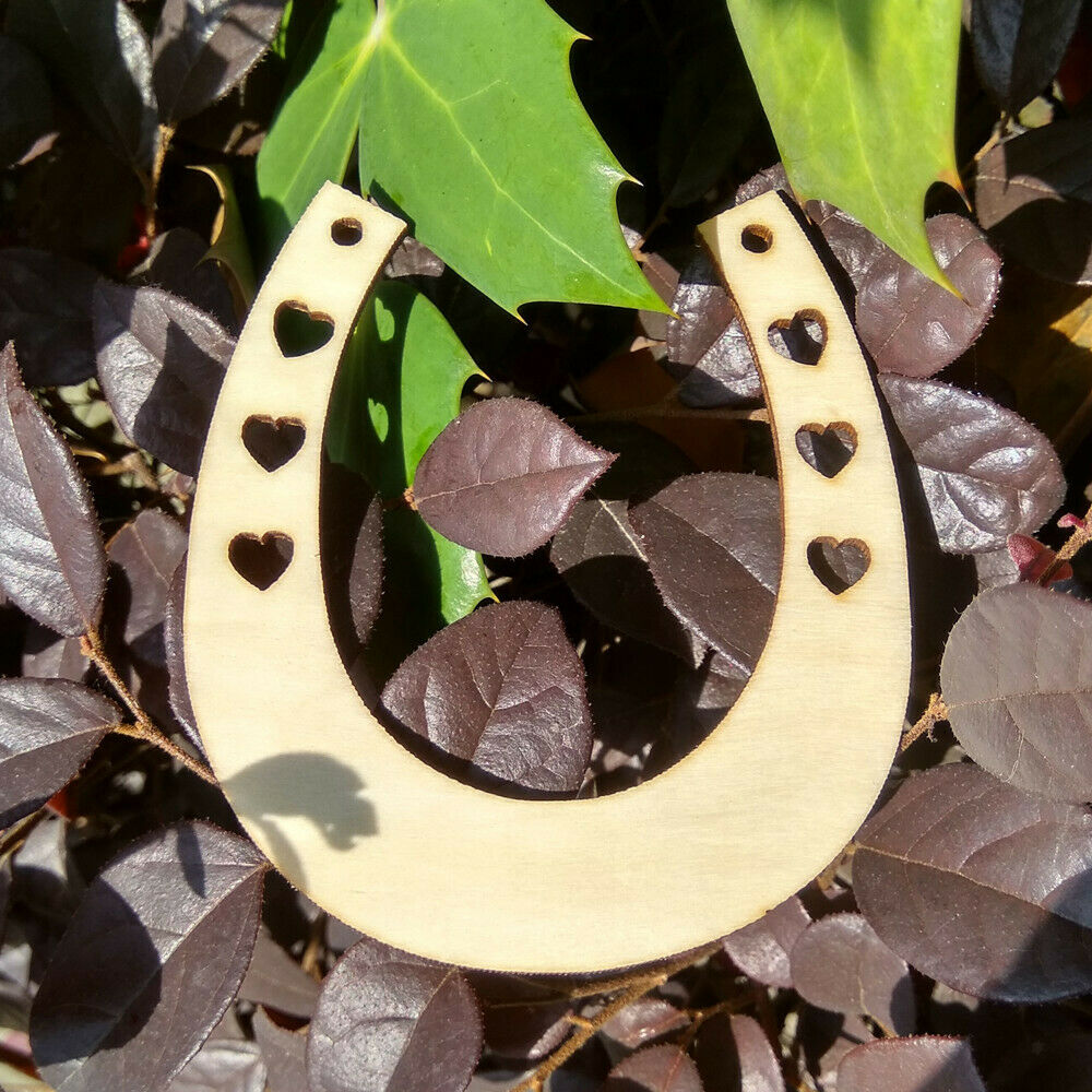 12pcs Wooden Horseshoes Shape Cutout Hearts Embellishments Craft DIY