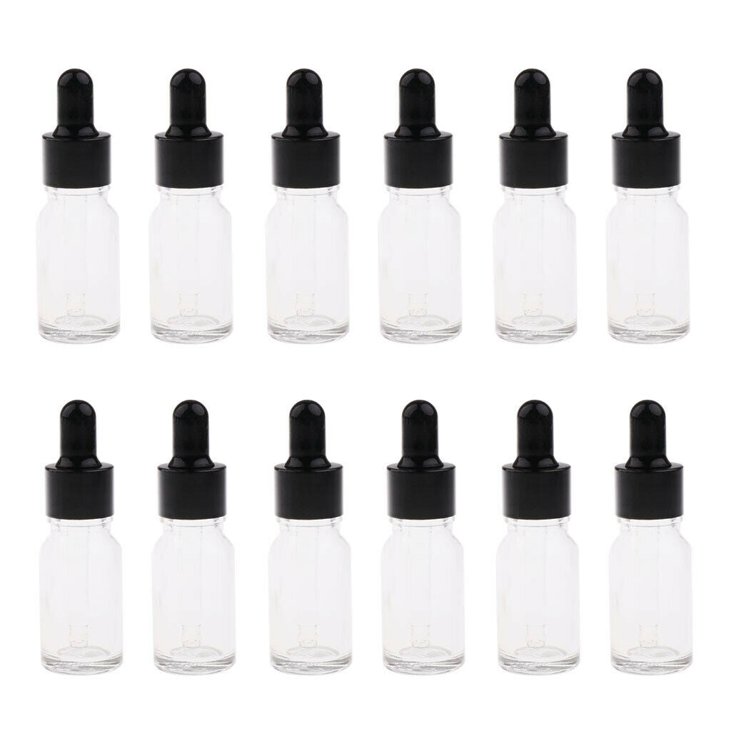 24 Piece 5ml/10ml Empty Essential Oil Bottle Container Liquid Dropper Clear
