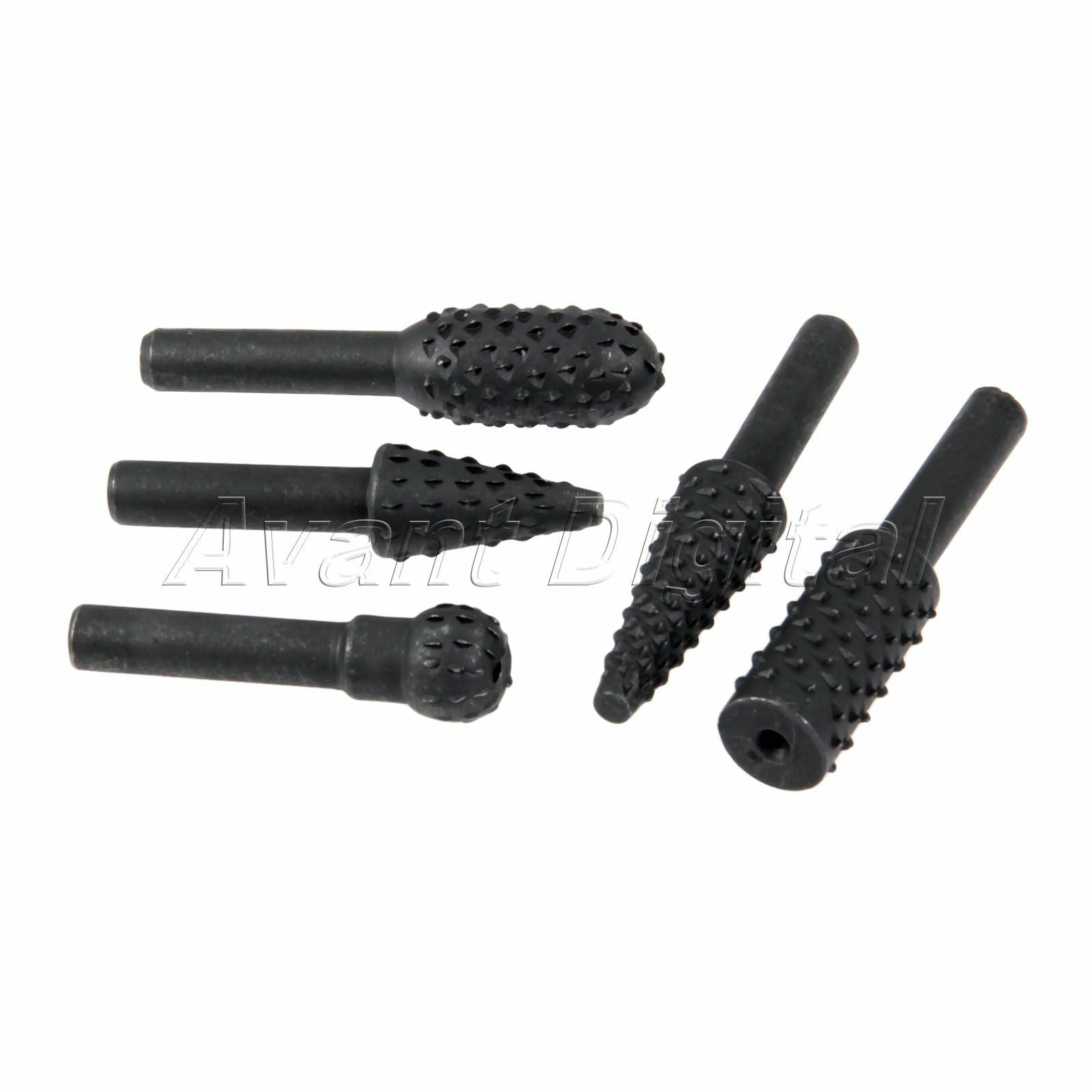 5pcs Rotary Burr File Set Wood Carving File Rasp Drill Bit Set 1/4" Shank Tool