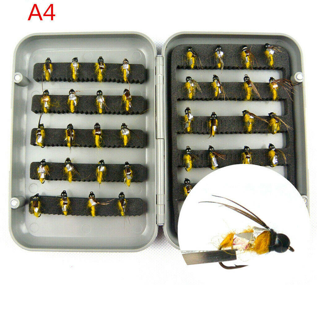 40Pcs Fly Tying Fishing Lures Feather Flies with Box  Dry Flies B Style