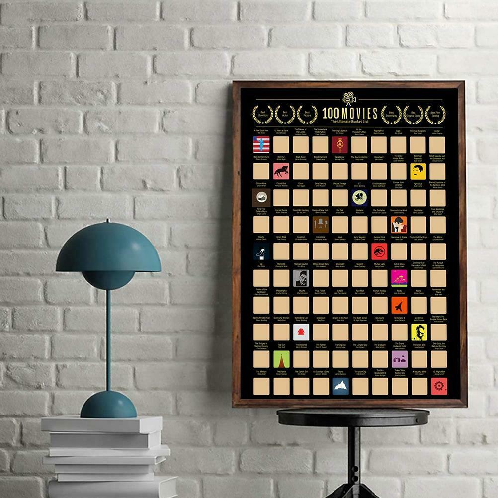 Animated Scratch Off Poster 100 Movies Wall Must-See Bucket List Home Decoration