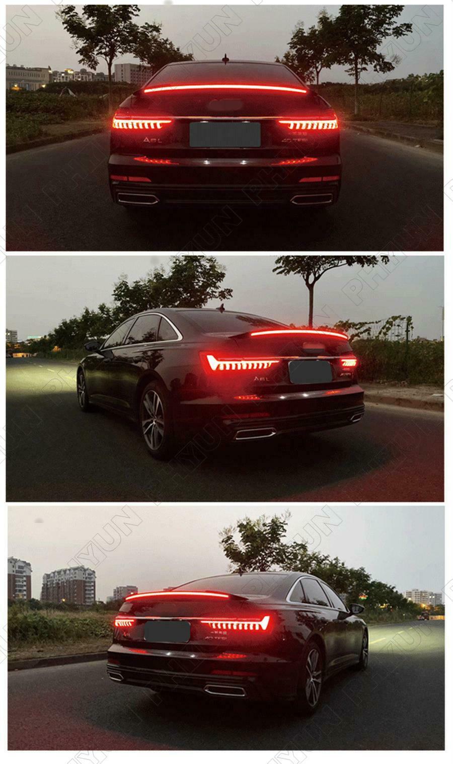 120cm Universal Car Rear Trunk Spoiler Lip LED Brake Turn Flowing Light Bar 12V