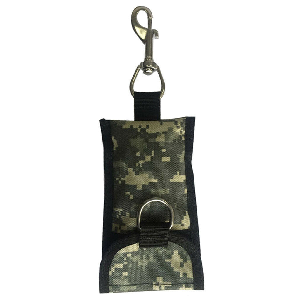 Scuba Diving Single Reef Drift Hook Webbing Bolt Clip & Storage Bag Camo.