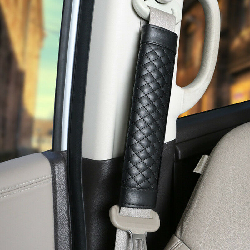 2PCS Car Safety Seat Belt Shoulder Pad Cover Auto Cushion Harness Pad PU Leather