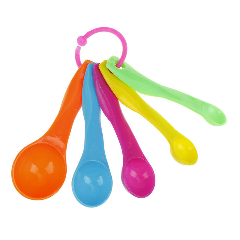 5x Plastic Measuring Spoons (1 / 2.5 / 5 / 7.5/ 15ml) Sugar Cake Baking Sp.l8