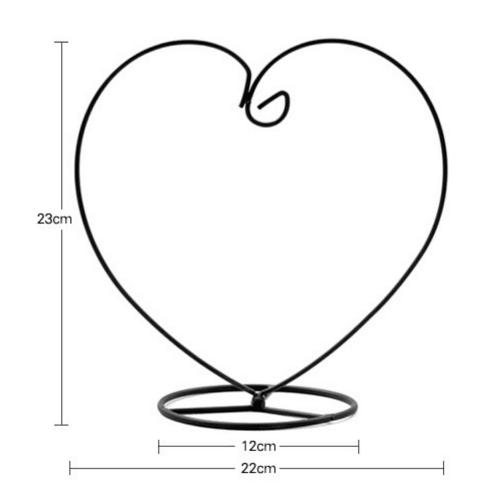 Black Heart-shaped Iron Hanging Plant Glass Vase Terrarium Stand Holder BDAU