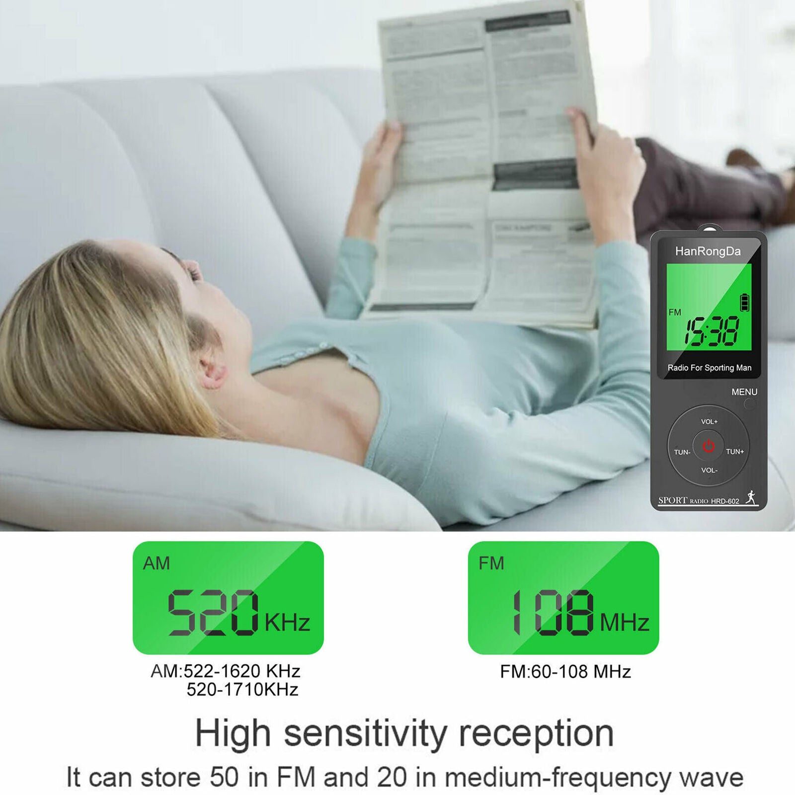 Mini Digital Portable Pocket LCD AM FM Radio Stereo USB Rechargeable w/Earphone
