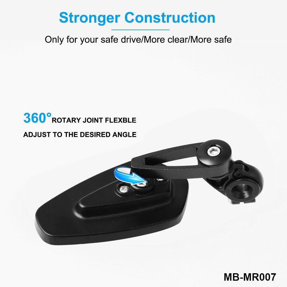 7/8" 22mm Universal Motorcycle Rear View Handle Bar End Side Rearview Mirrors
