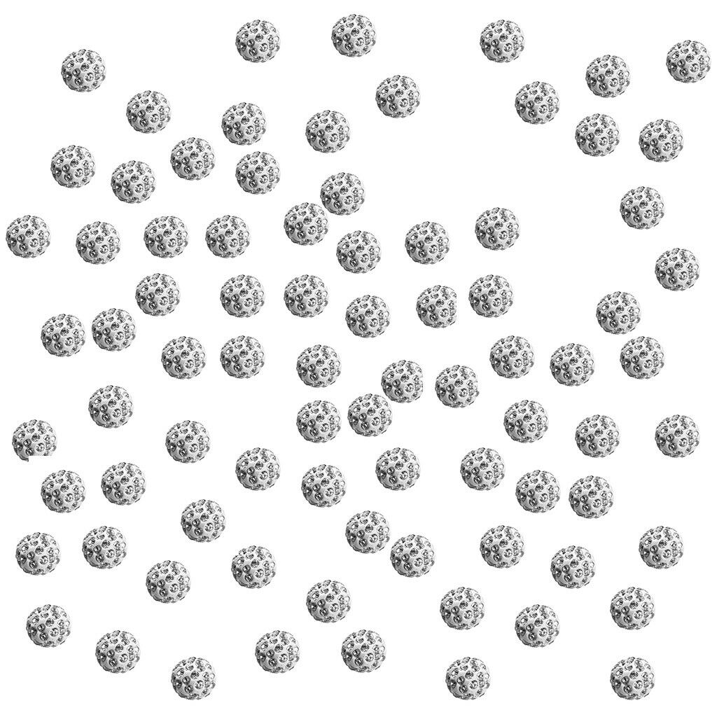 100Pc Crystal Rhinestone Pave Clay Disco Ball Spacer Bracelet Beads 10mm