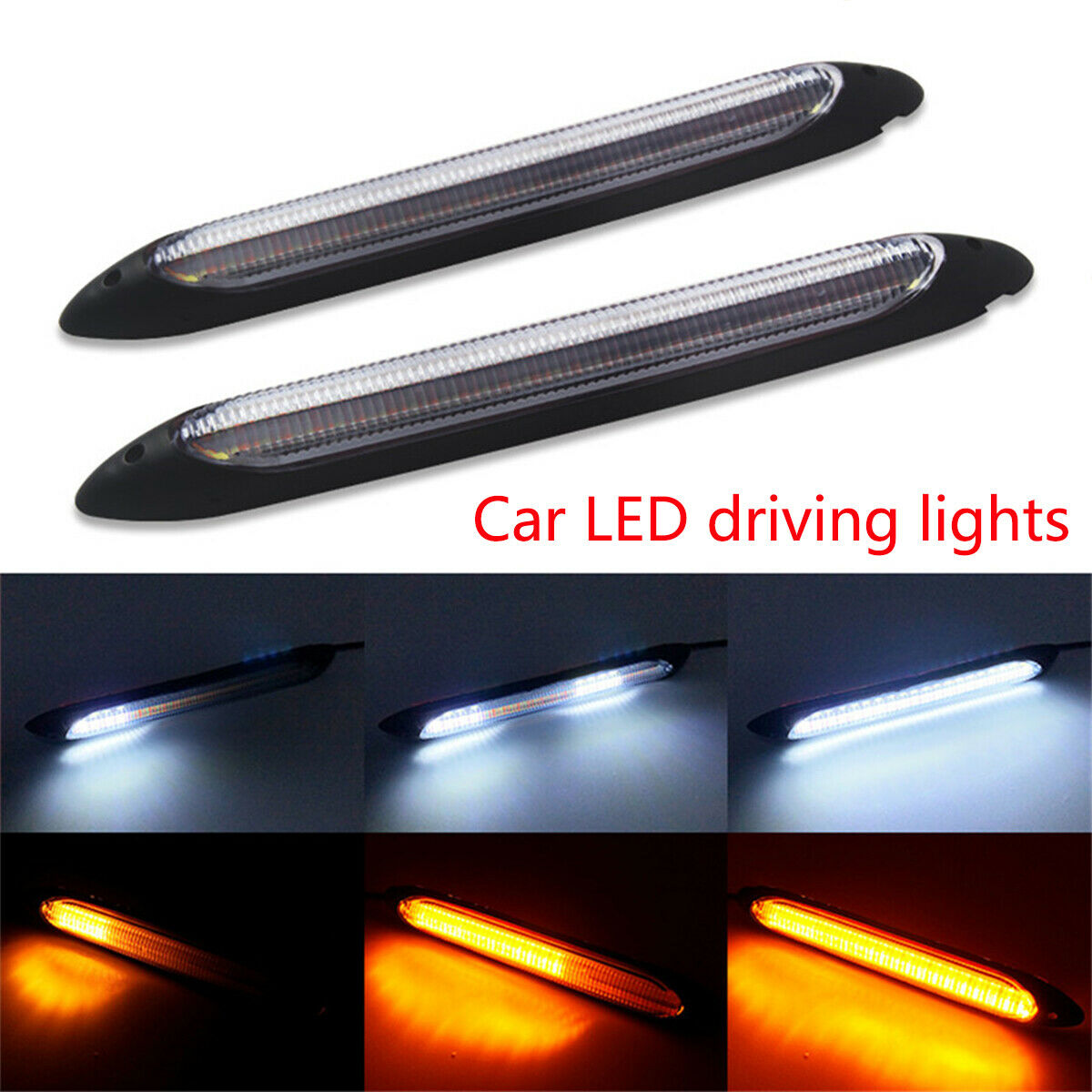 2x 27.5cm Car Waterproof LED Headlight Strip Sequential Flow DRL Light Universal