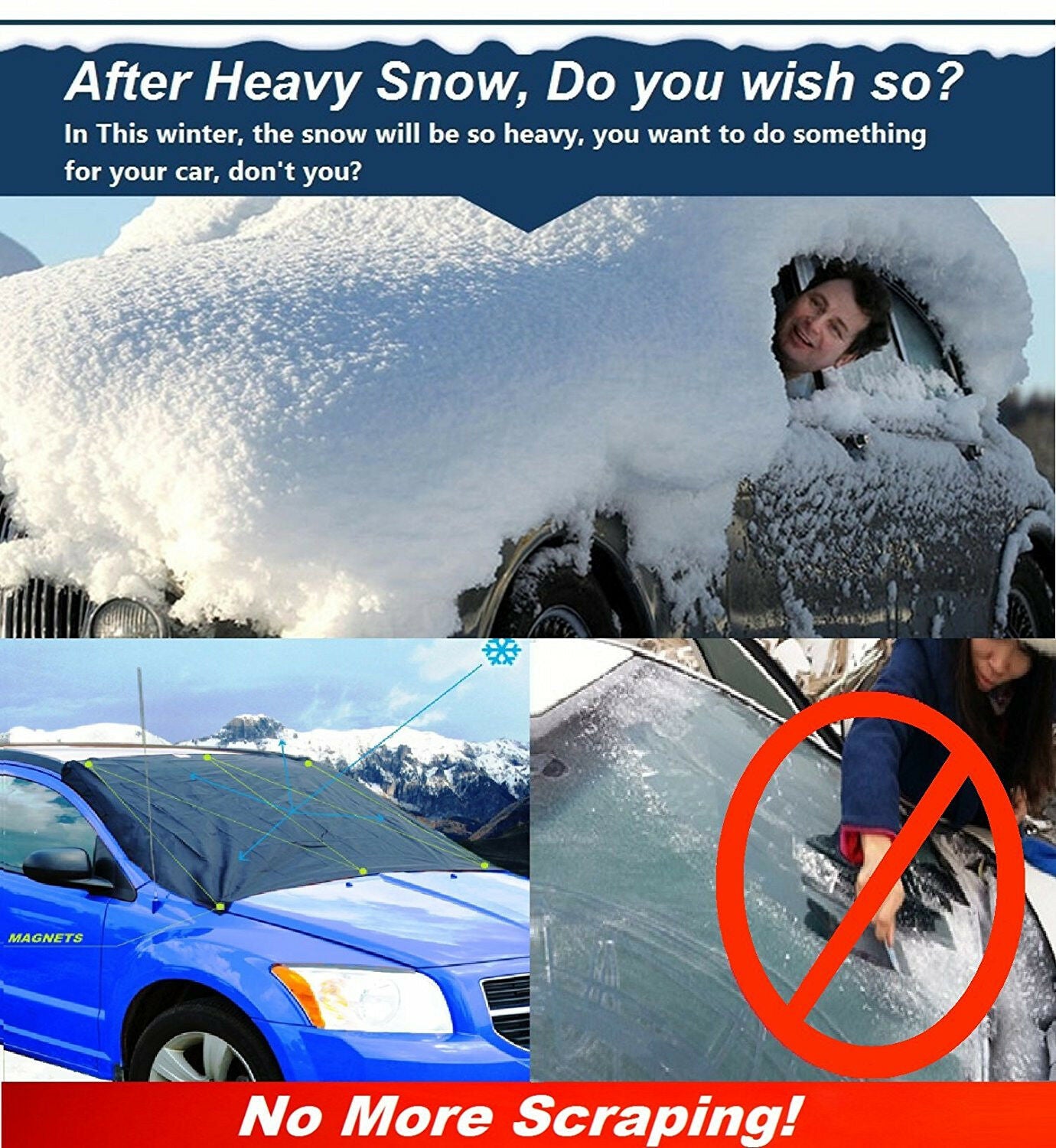 Car Truck Windshield Snow Cover Ice Frost Sun Shade Protector Tarp Flap Magnetic