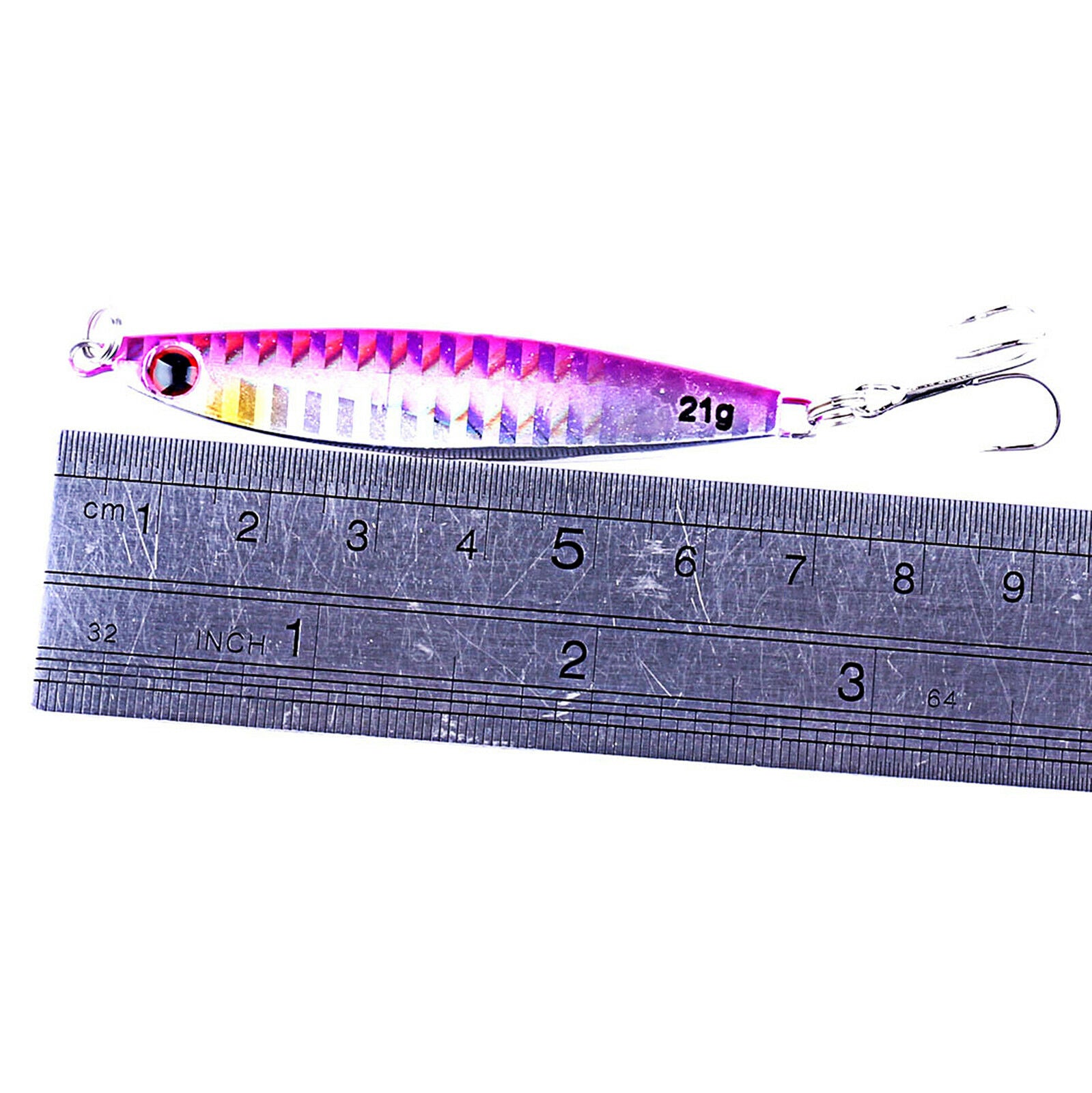 7 pcs Colored Plate Fishing Lure Hooks 6# Jig Metal Bait Fish Tackle 21g/7cm