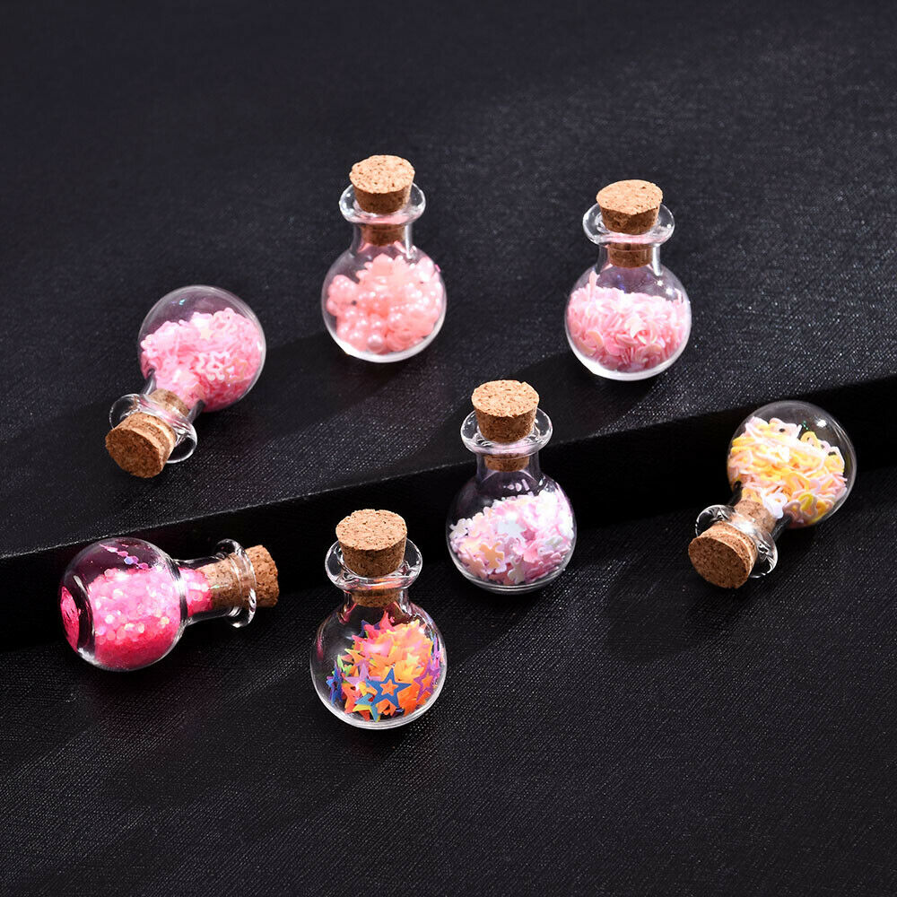 10x Small Glass Vials With Cork Top Tiny Bottles Little Empty Jars Mini Bottles