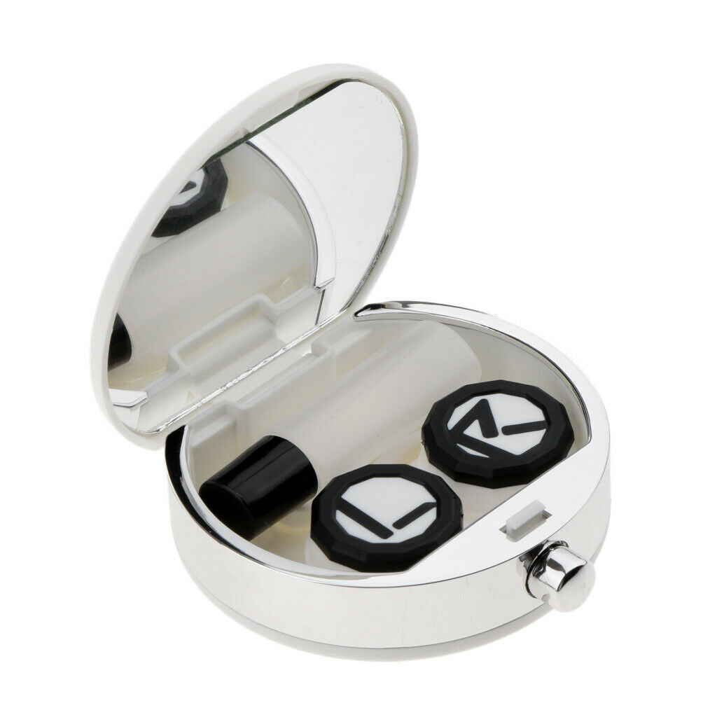 Mini Contact Lens Box Travel Soaking Case with Liquid Bottle Tweezers White