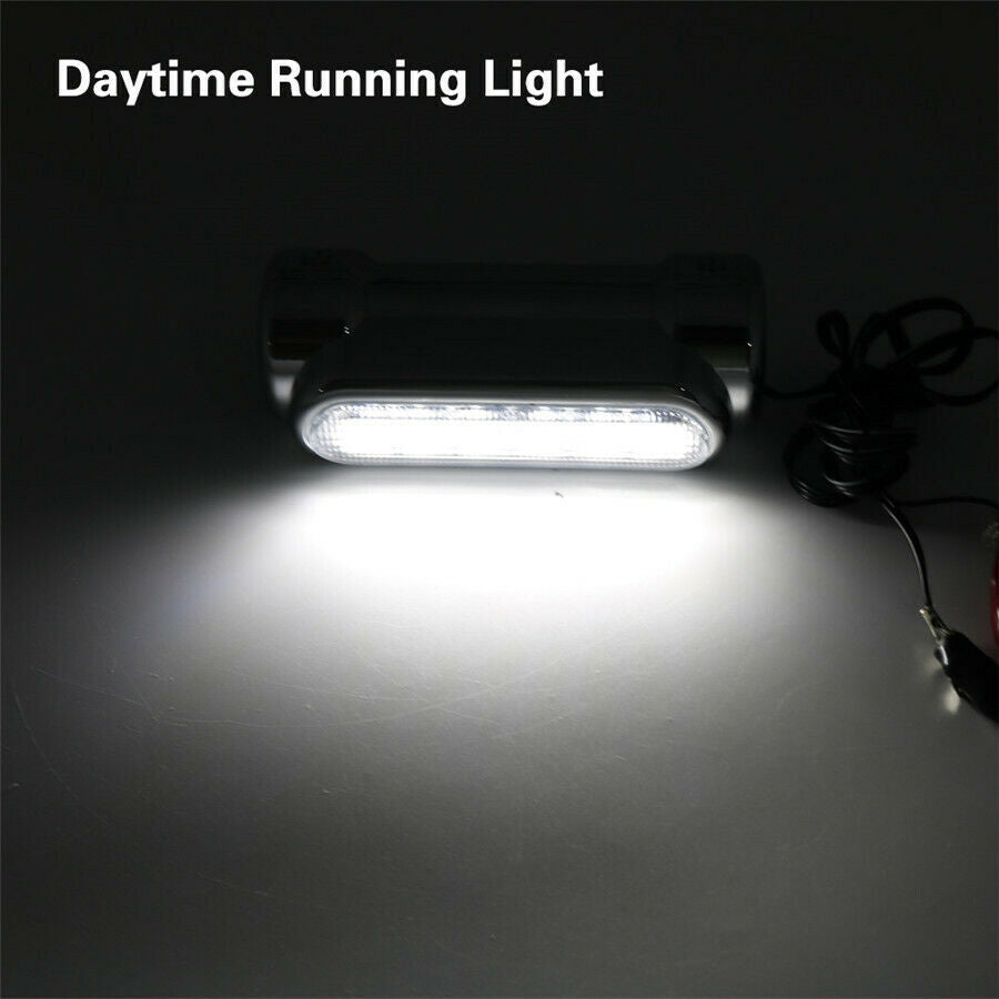 Chrome Motorcycle Highway Bar Switchback Driving Light White Amber LED Crash Bar